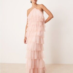 Elegant Blush Layered Maxi Dress